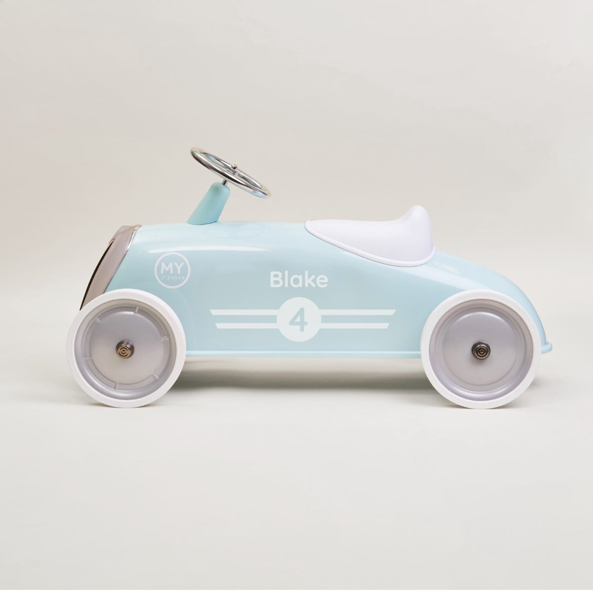 NO. 4 Personalised 4th Birthday Blue Ride on Toy