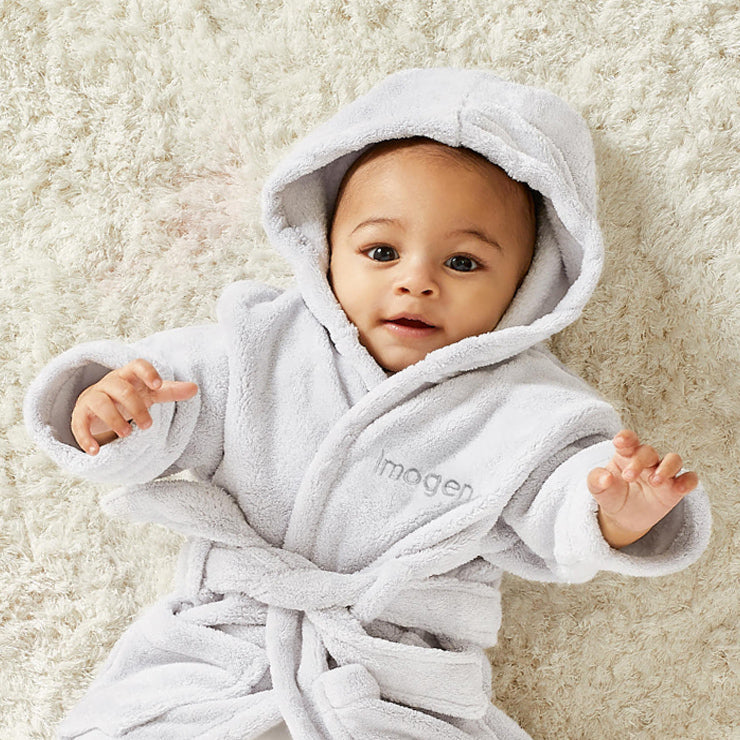 Personalised Grey Hooded Fleece Robe