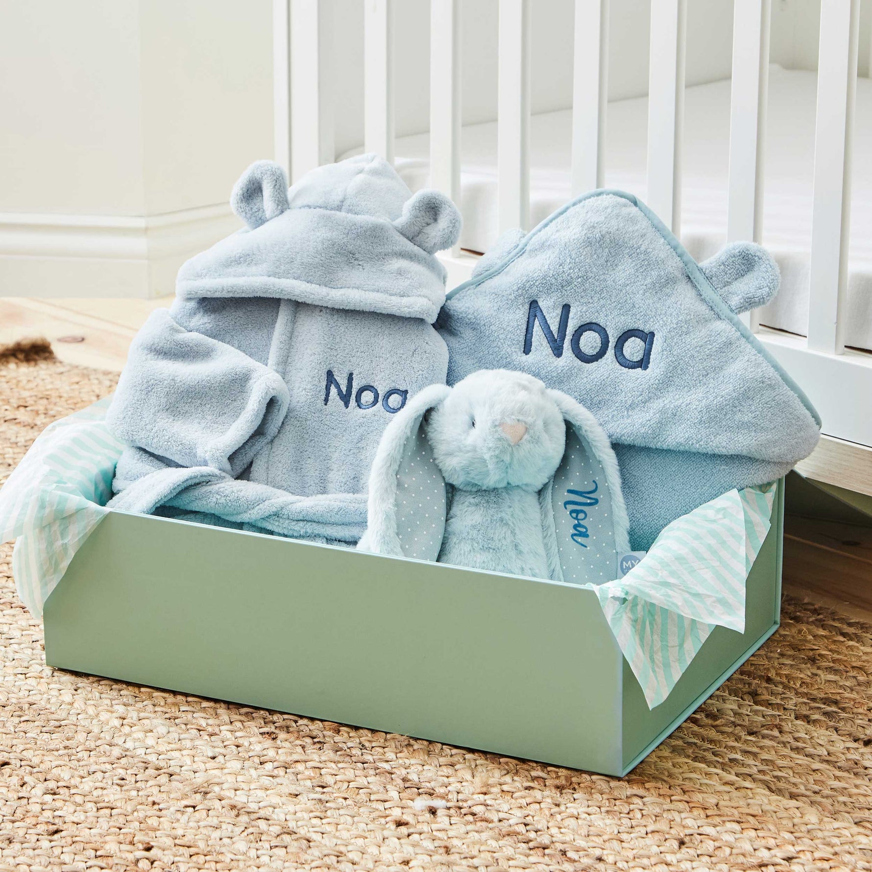 Personalised Blue Splash, Snuggle & Cuddle Gift Set