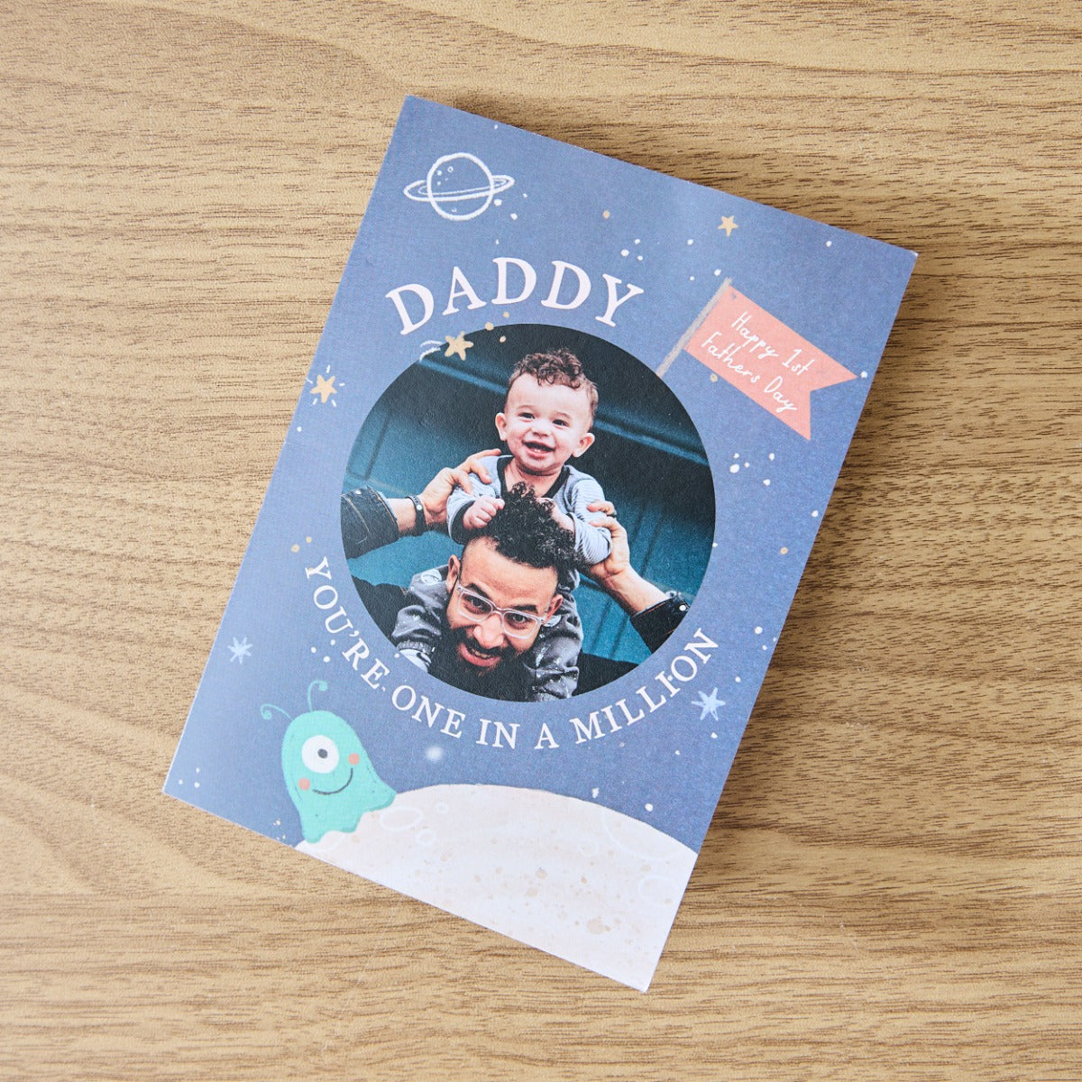 Personalised Grey Space Photo Upload Father’s Day Card