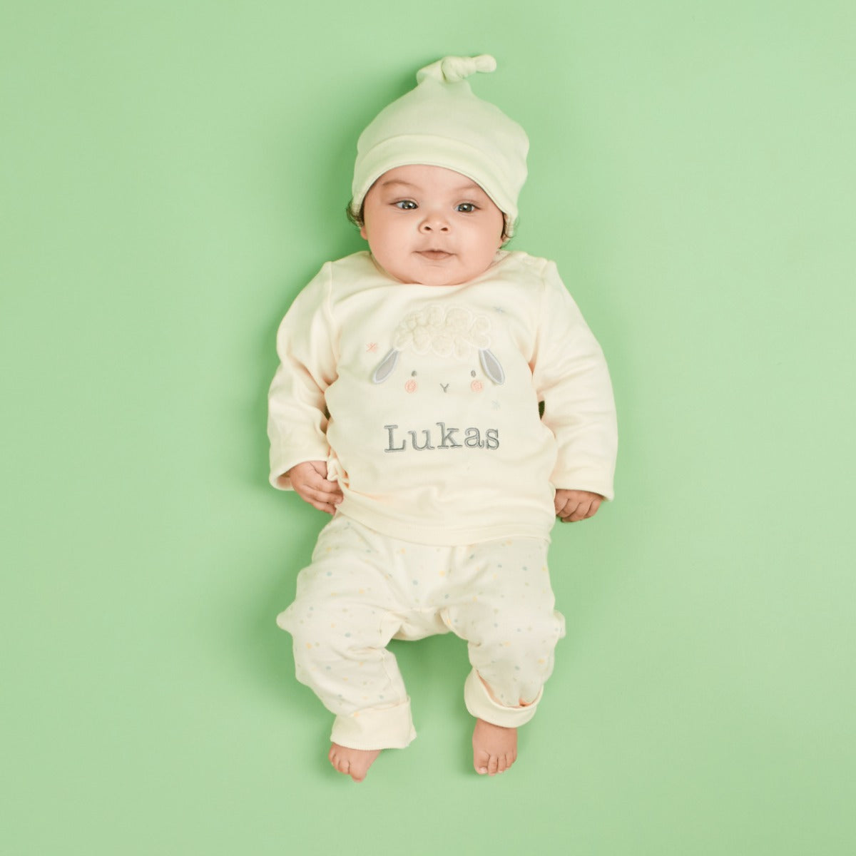 Personalised Embroidered Little Lamb Jersey Outfit Set (3 piece)