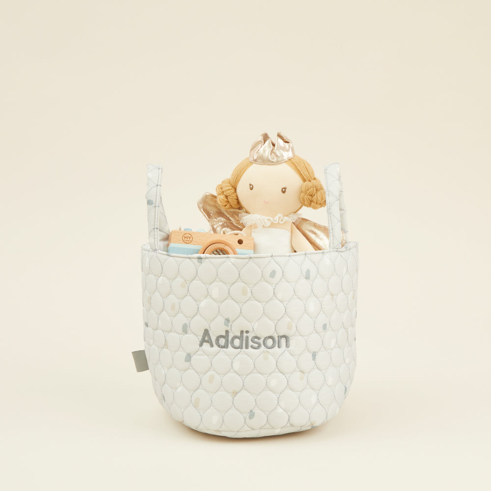 Personalised Small Grey Polka Dot Storage Bag