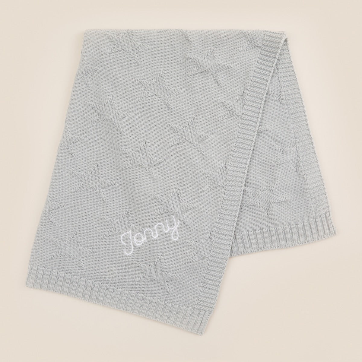 Personalised Light Blue Star Jacquard Blanket