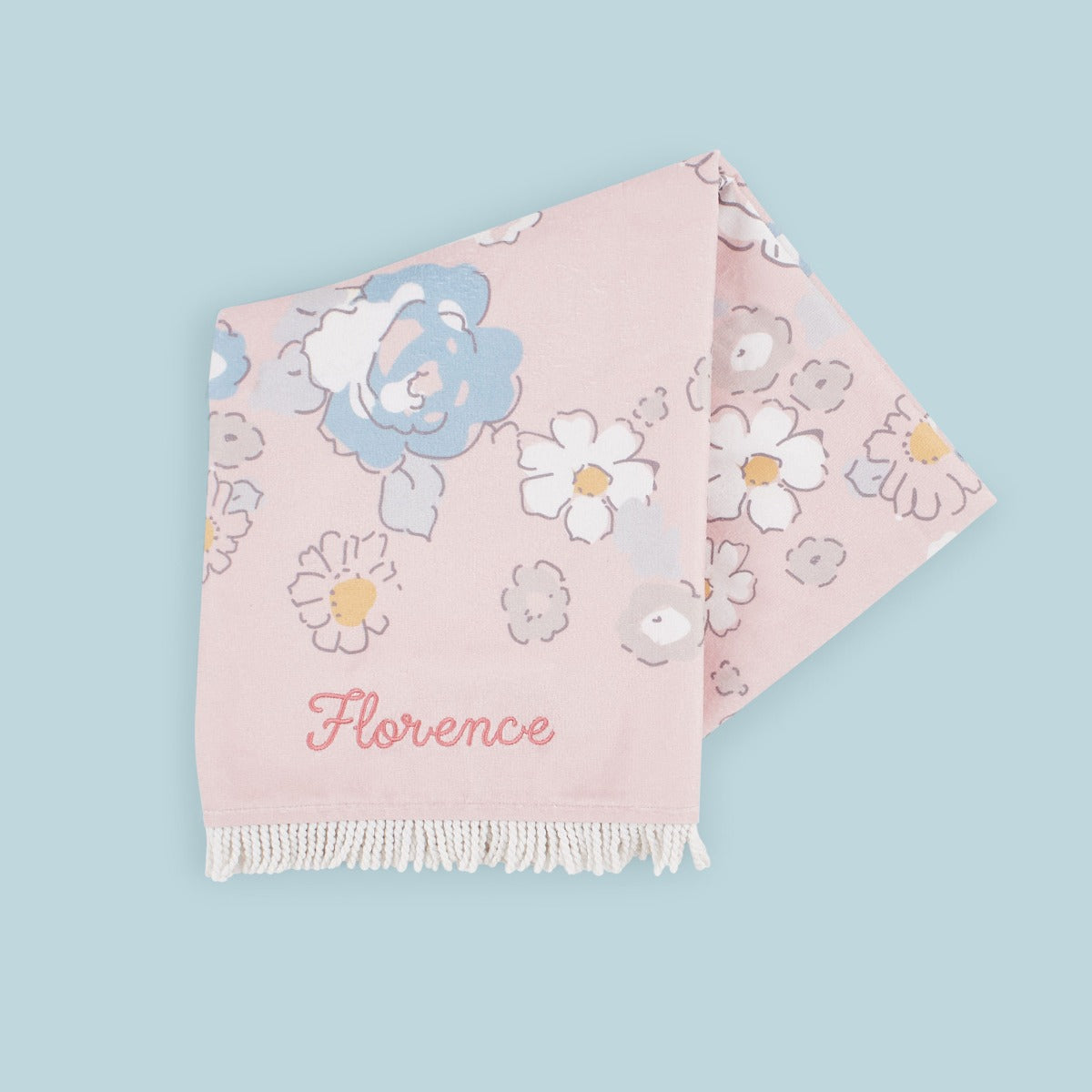 Personalised Floral Beach Towel