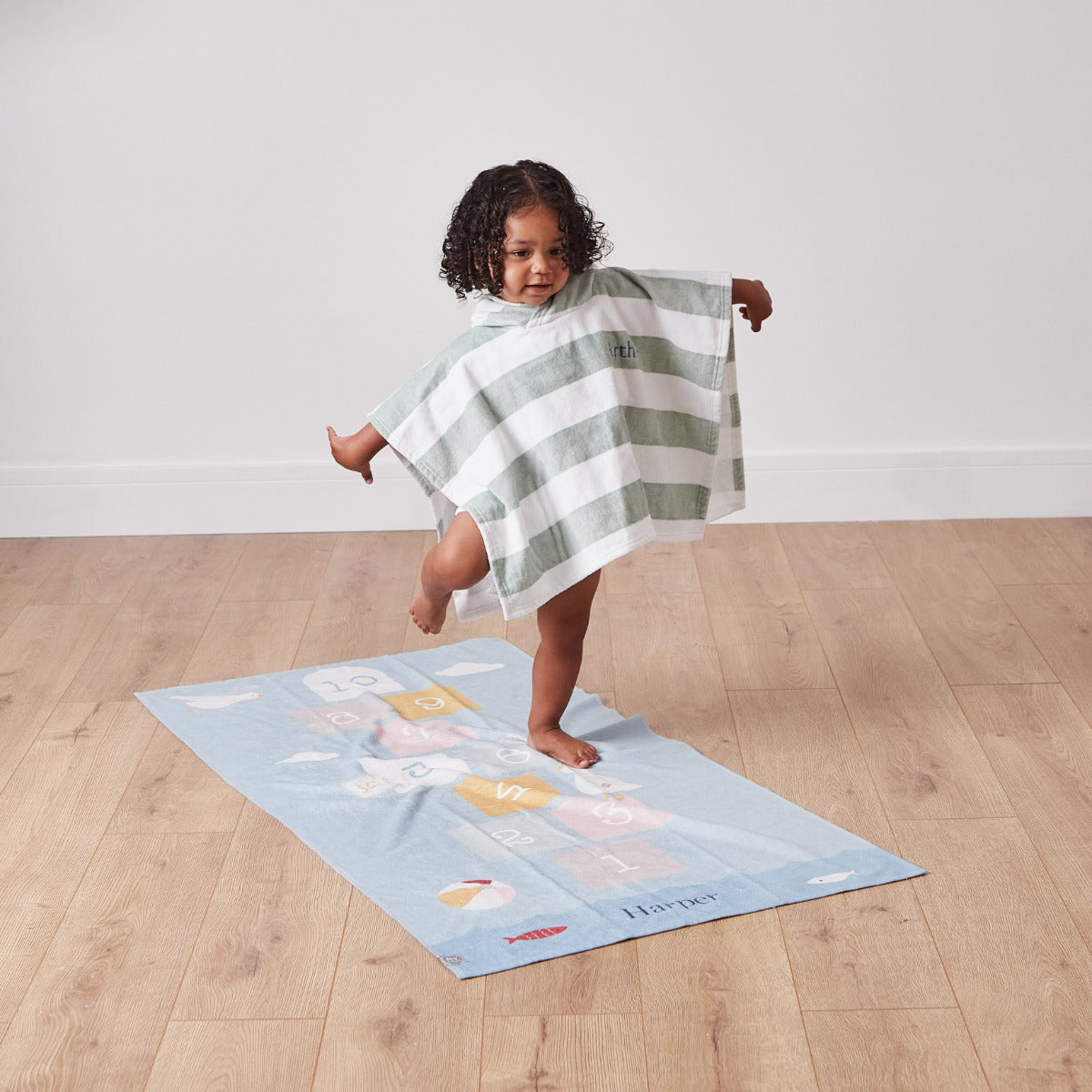 Personalised Colourful Hopscotch Print Beach Towel