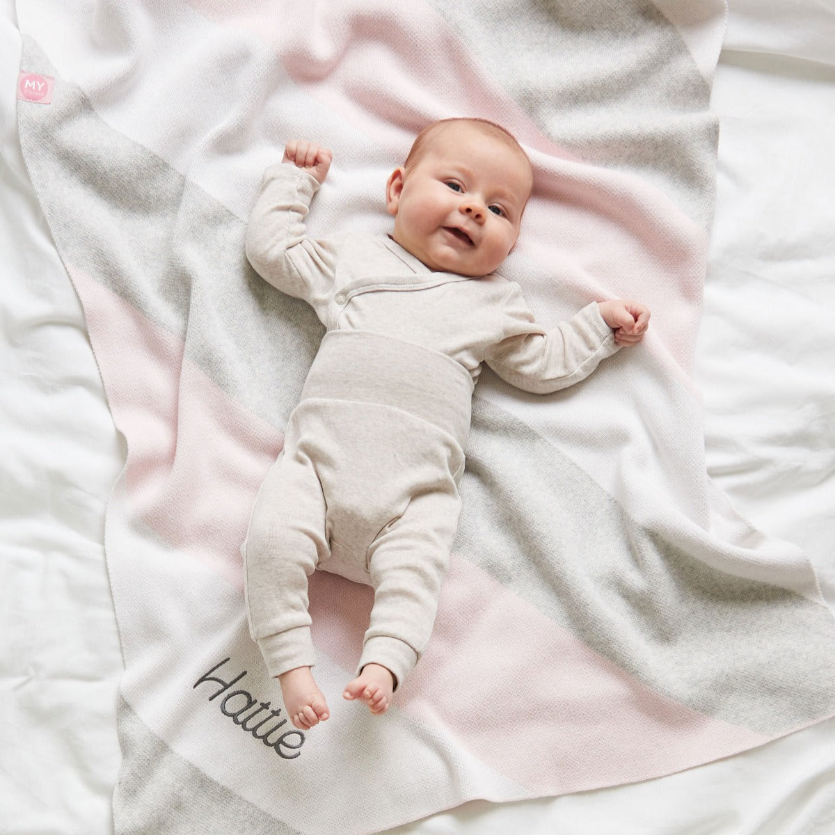 Personalised Pink Striped Blanket