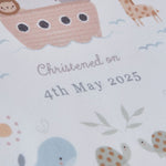 Personalised Noah's Ark Christening Baptism Jersey Blanket