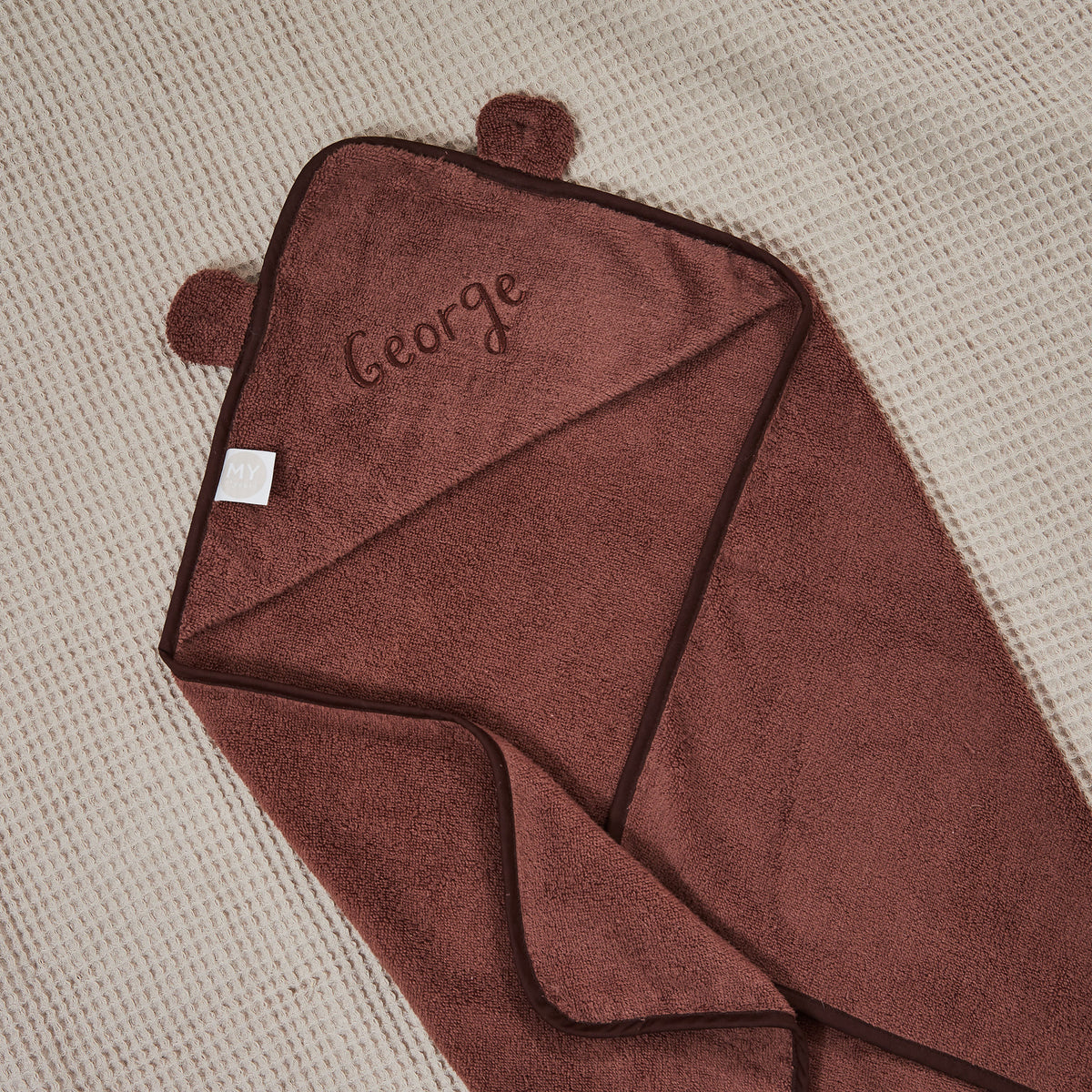 Personalised Cocoa Small Hooded Towel
