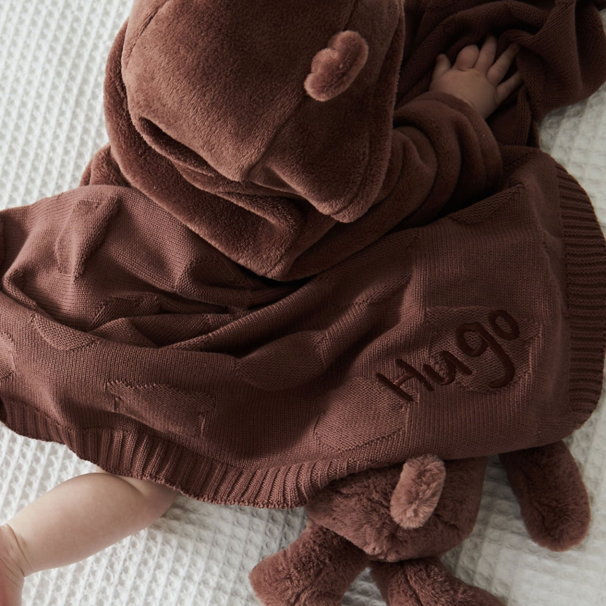 Personalised Cocoa Bear Jacquard Blanket 