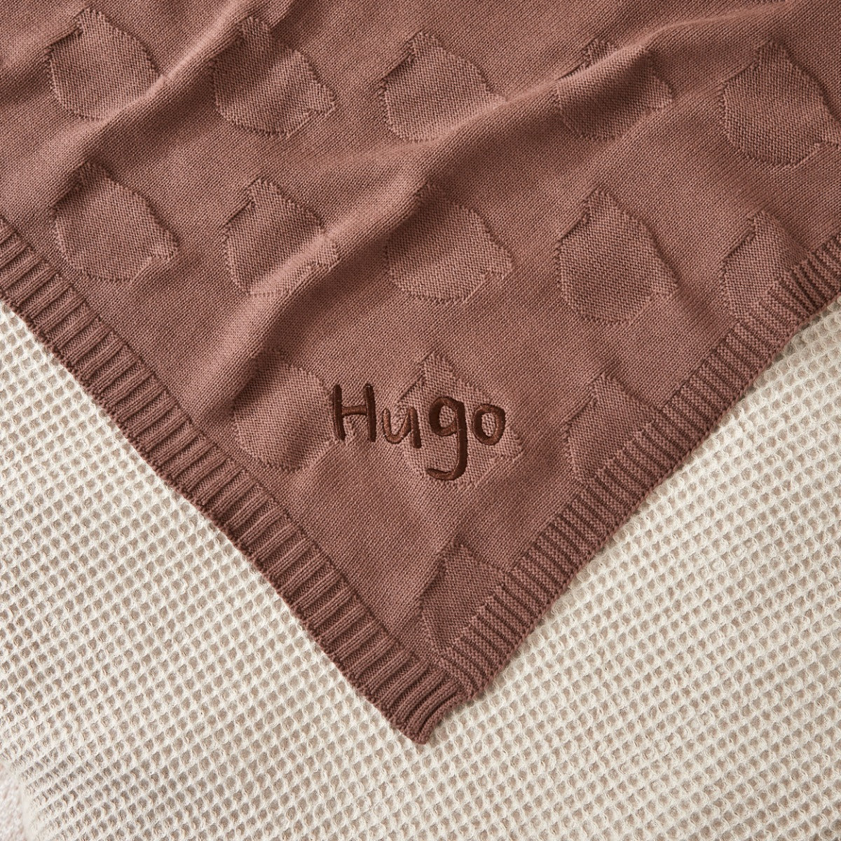 Personalised Cocoa Bear Jacquard Blanket 