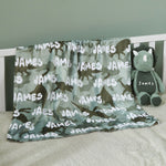 Personalised Dino Camo Print Name Fleece Blanket