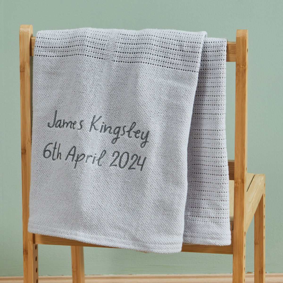 Personalised Light Grey Cellular Blanket 