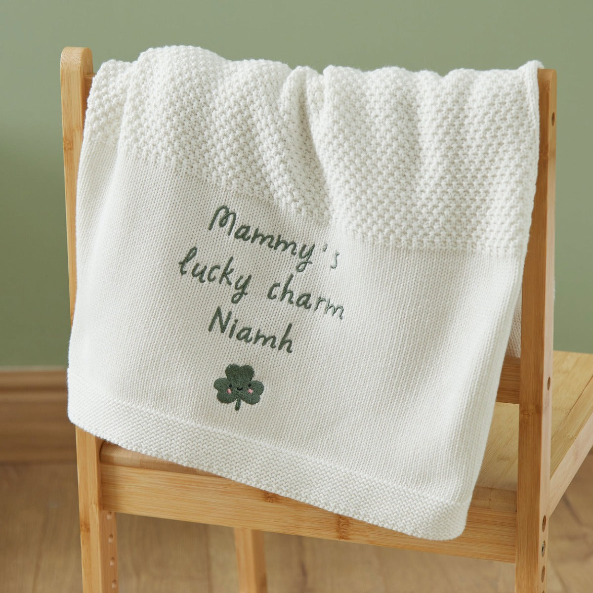 Personalised Shamrock White Shawl