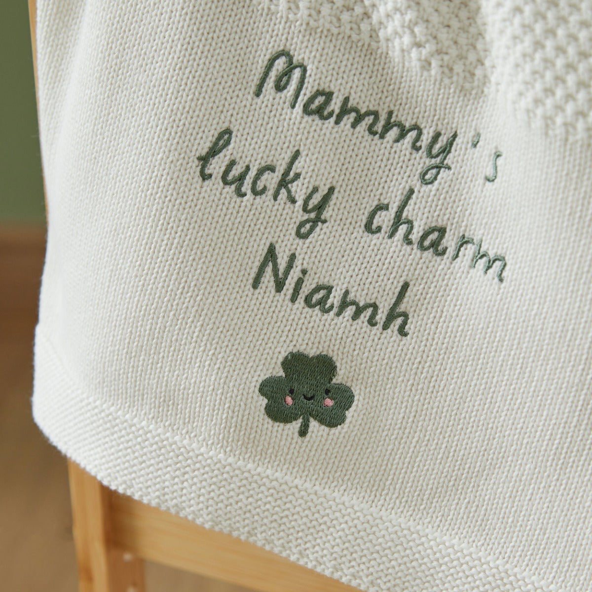 Personalised Shamrock White Shawl