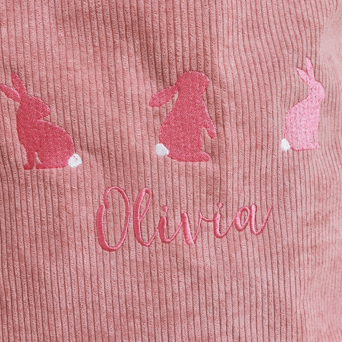 Personalised Large Pink Cord Bunny Storage Bag 