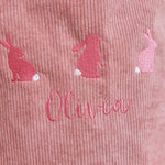Personalised Large Pink Cord Bunny Storage Bag 