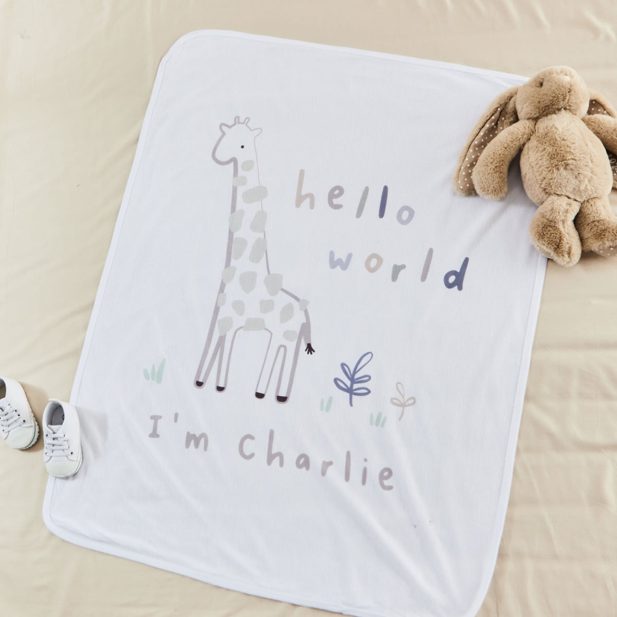Personalised Hello World Jersey Blanket 