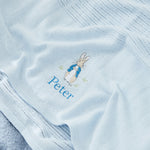 Personalised Peter Rabbit™ Embroidered Blue Cellular Baby Blanket