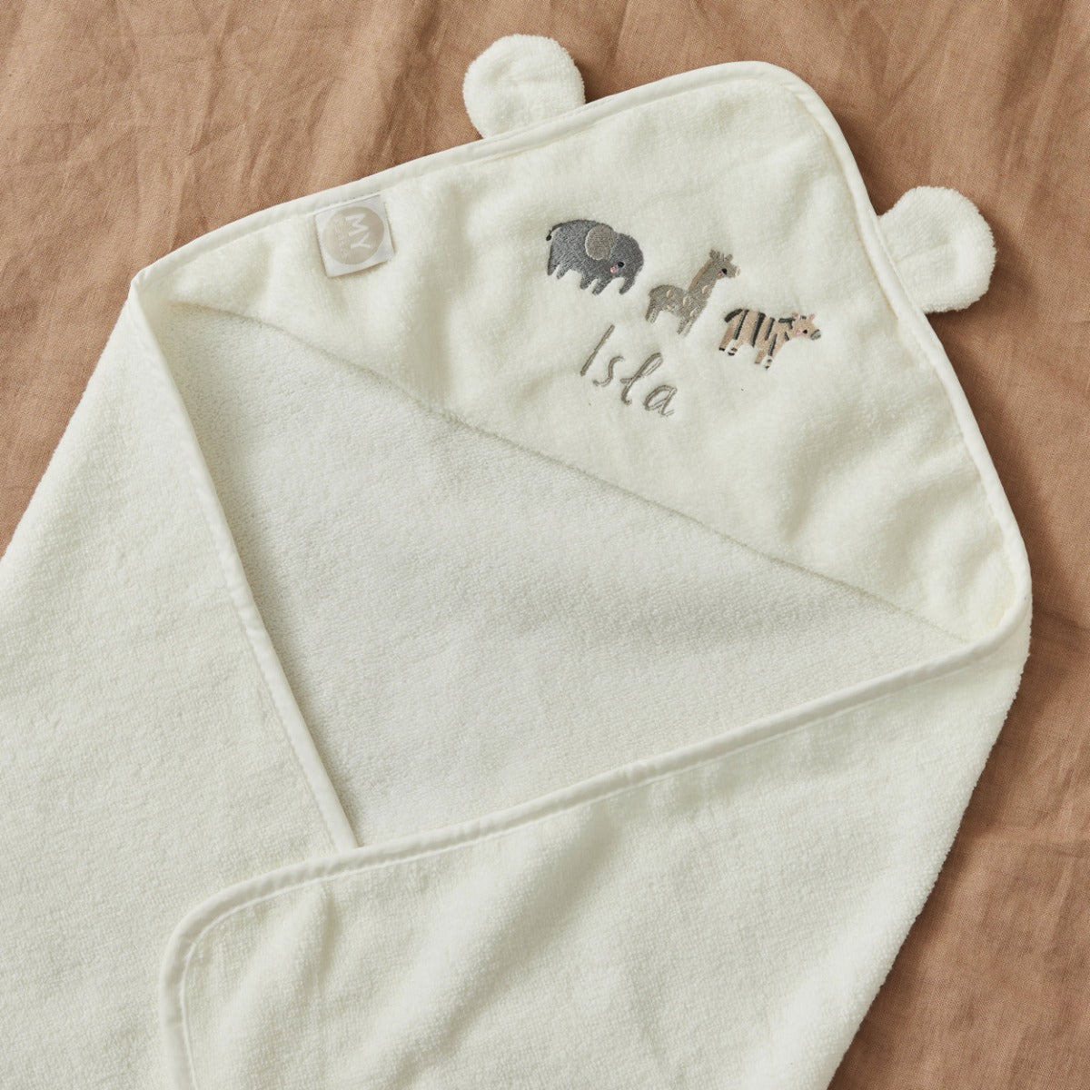 Personalised Ivory Born To Be Loved Hooded Towel