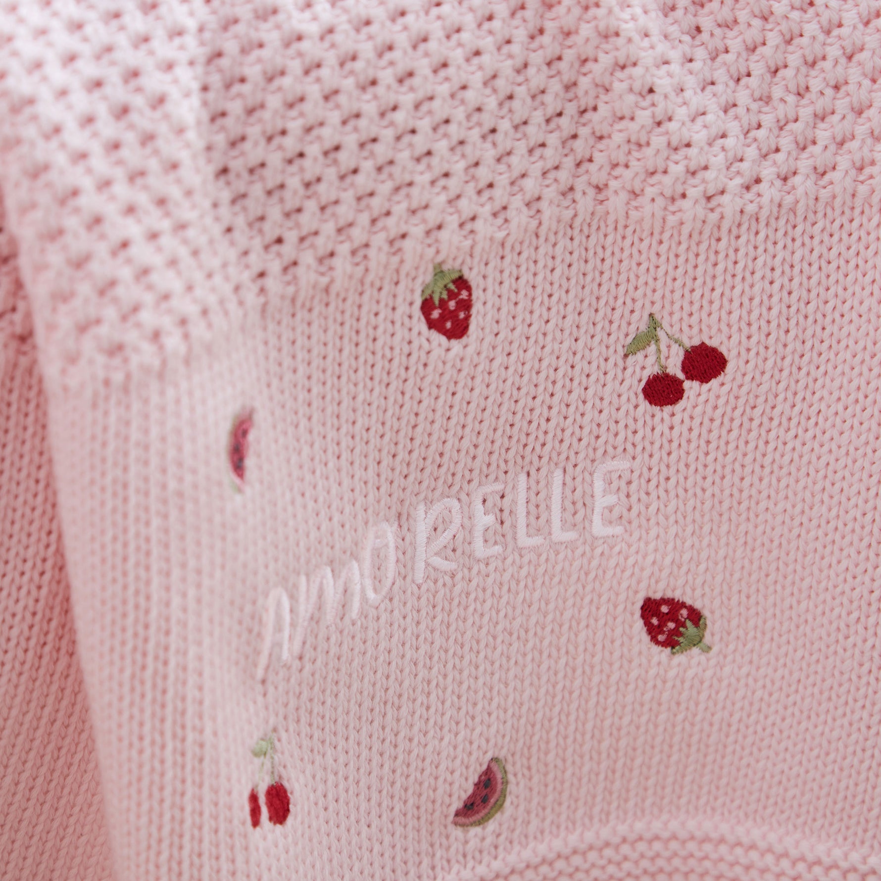 Personalised Fruit Design Light Pink Baby Shawl 