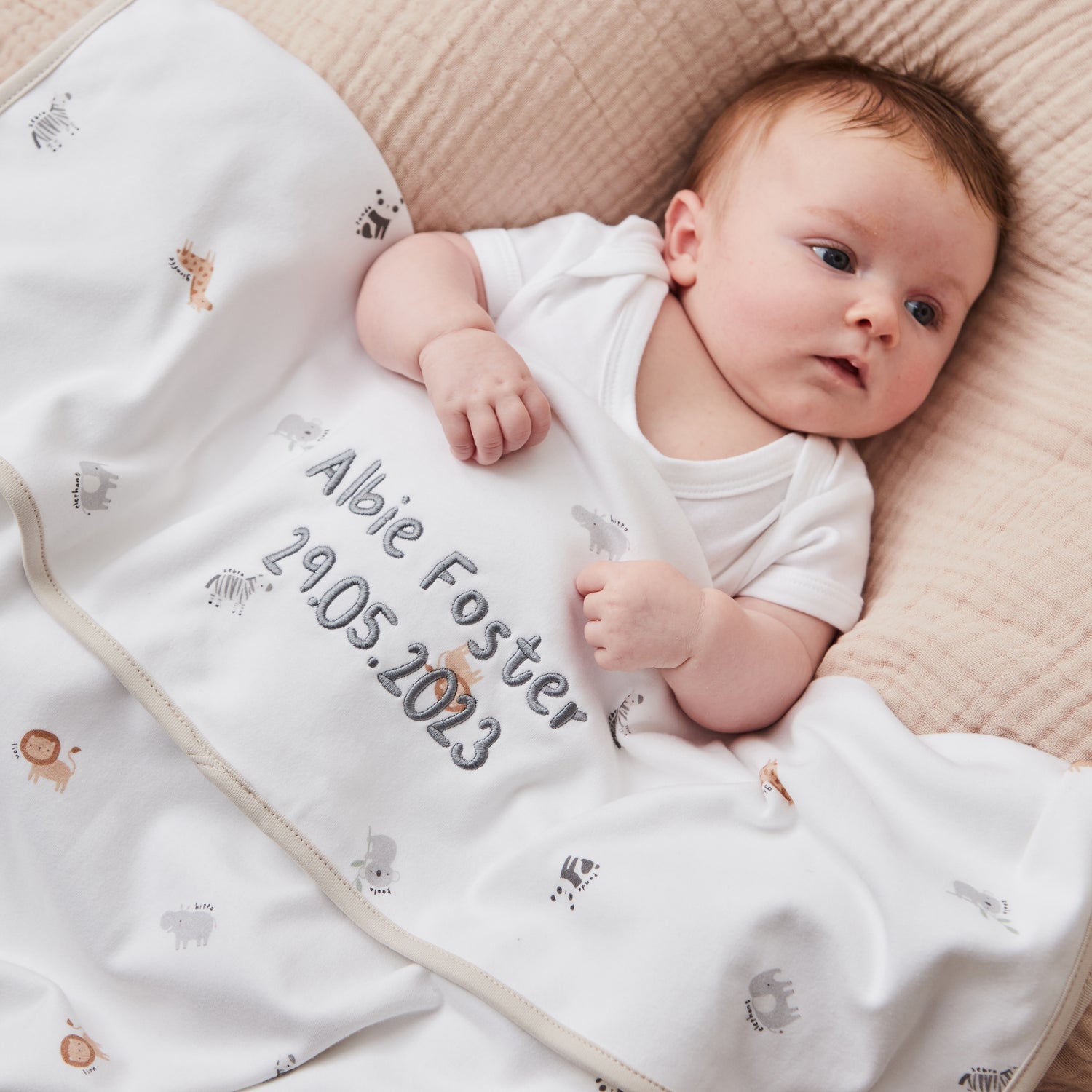 Personalised Safari Animal Jersey Blanket