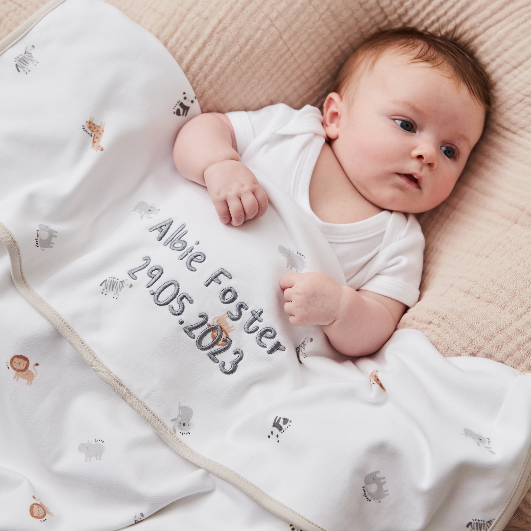 Personalised Safari Animal Jersey Blanket