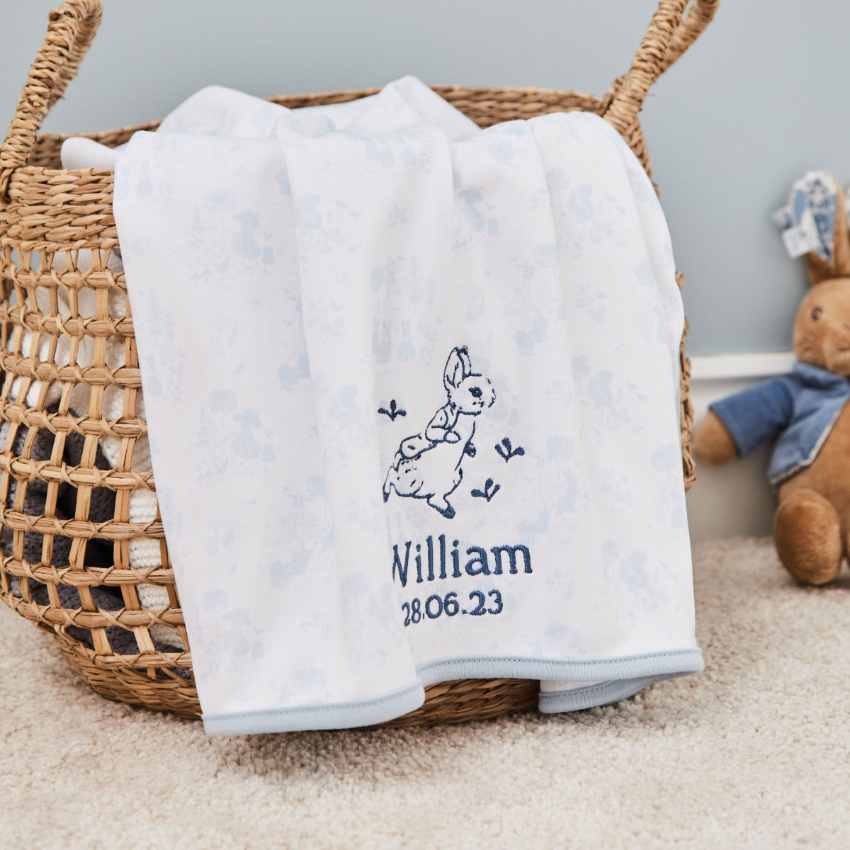 Personalised Peter Rabbit Print Jersey Blanket