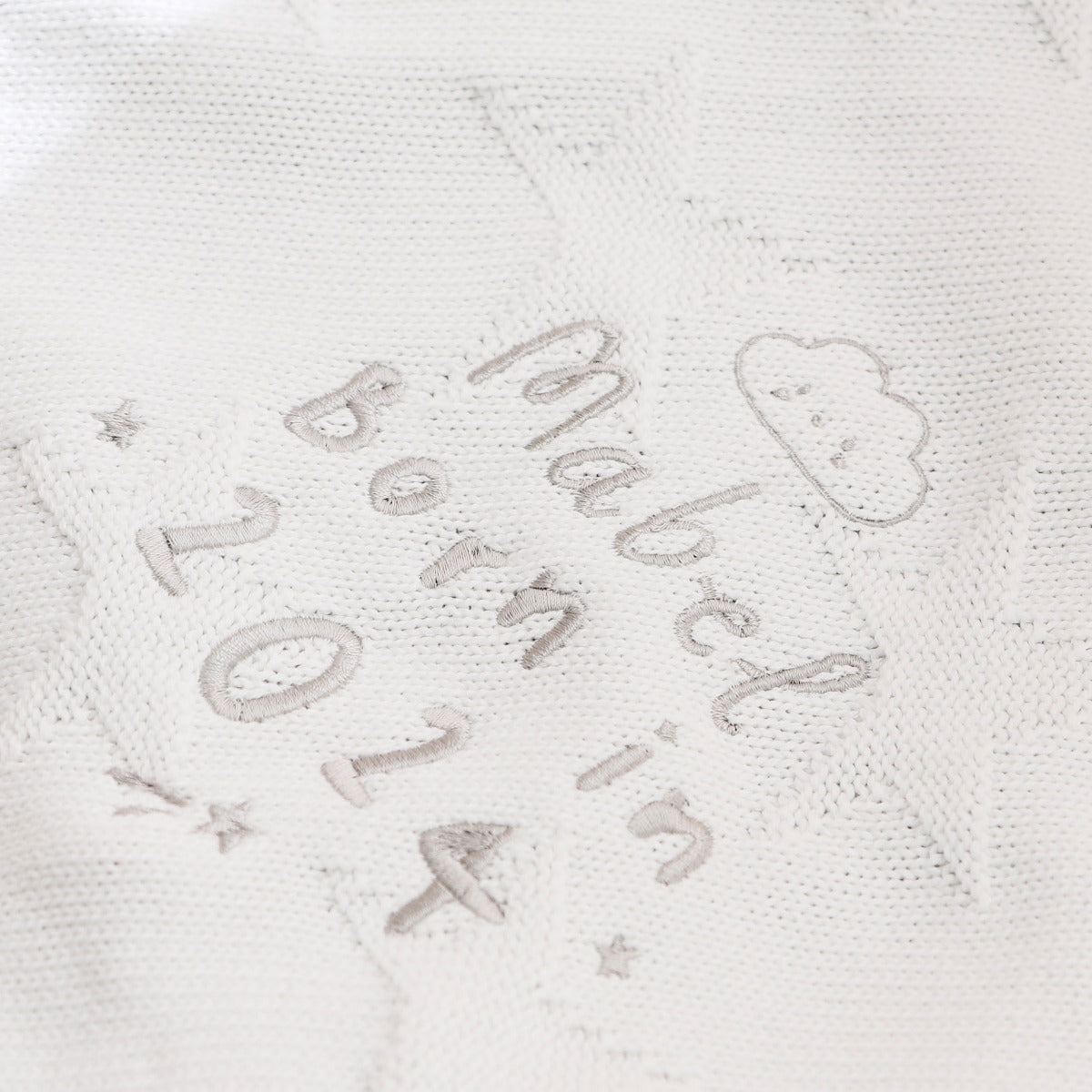 Personalised Born in 2024 Ivory Star Jacquard Blanket