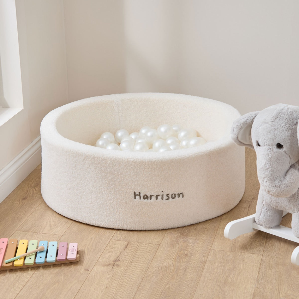 Personalised Cream Teddy Ball Pit 