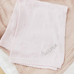 Personalised Pale Pink Heart Jacquard Baby Blanket