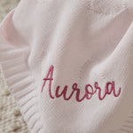 Personalised Pale Pink Heart Jacquard Baby Blanket
