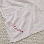 Personalised Pale Pink Heart Jacquard Baby Blanket