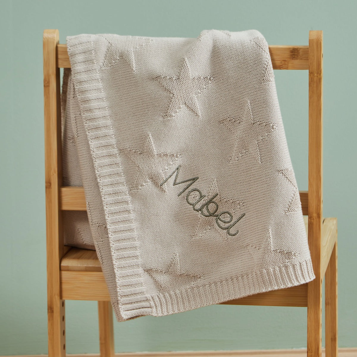 Personalised Oatmeal Star Jacquard Baby Blanket