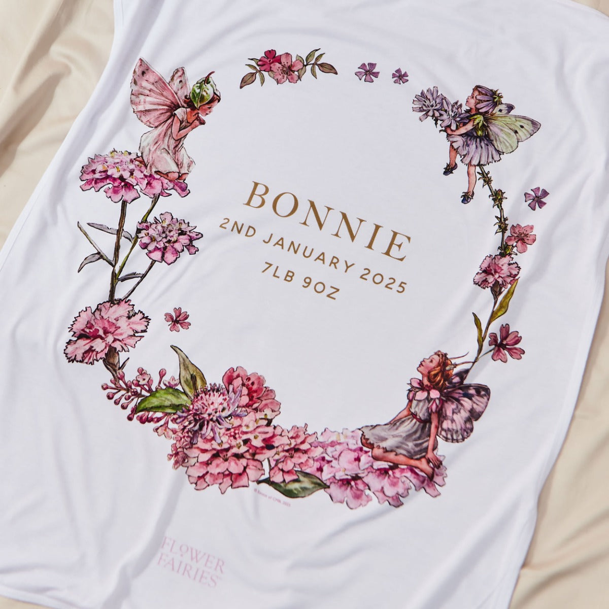 Personalised Flower Fairies™ Wreath Jersey Blanket
