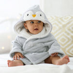 Personalised Grey Penguin Fleece Robe