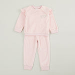 Personalised Pink Ruffle Detail Velour Tracksuit Flat
