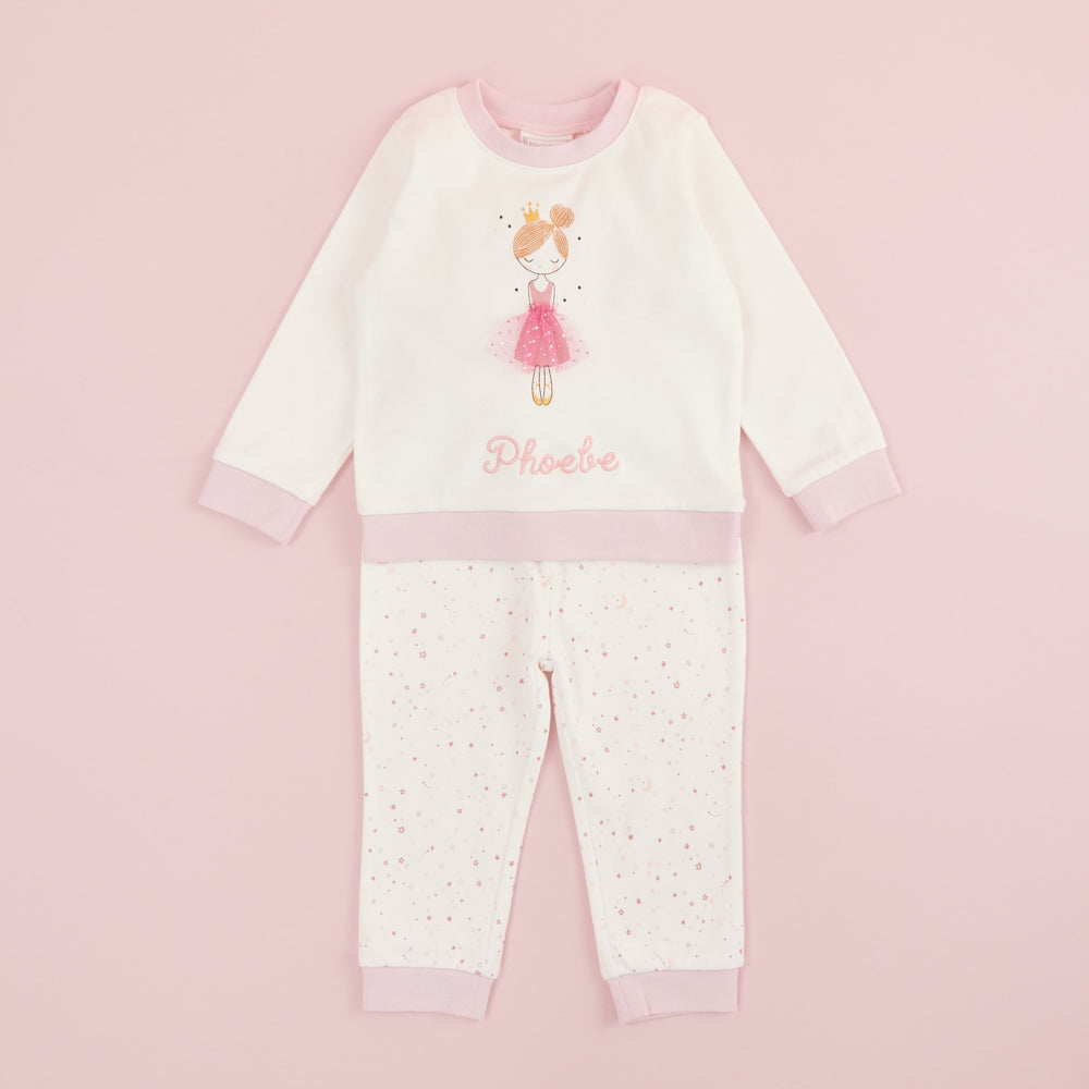 Personalised Pink Princess Pyjama Set Flat