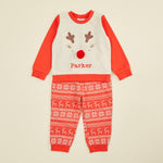 Personalised Red Reindeer Christmas Pyjama Set