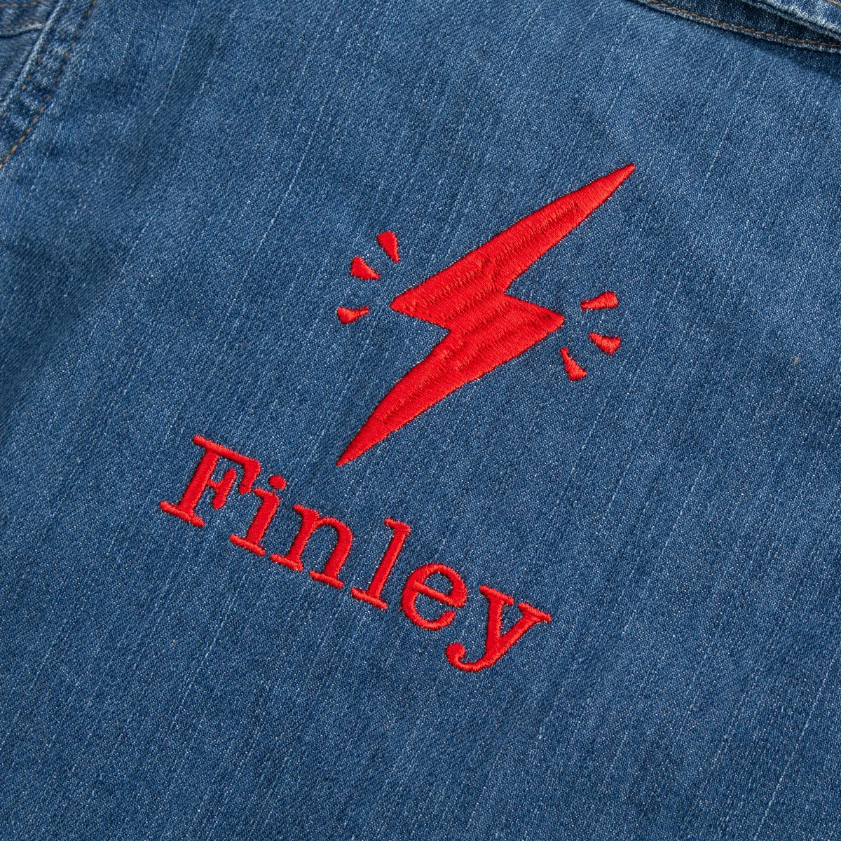 Personalised Lightening Bolt Design Denim Jacket Personalisation