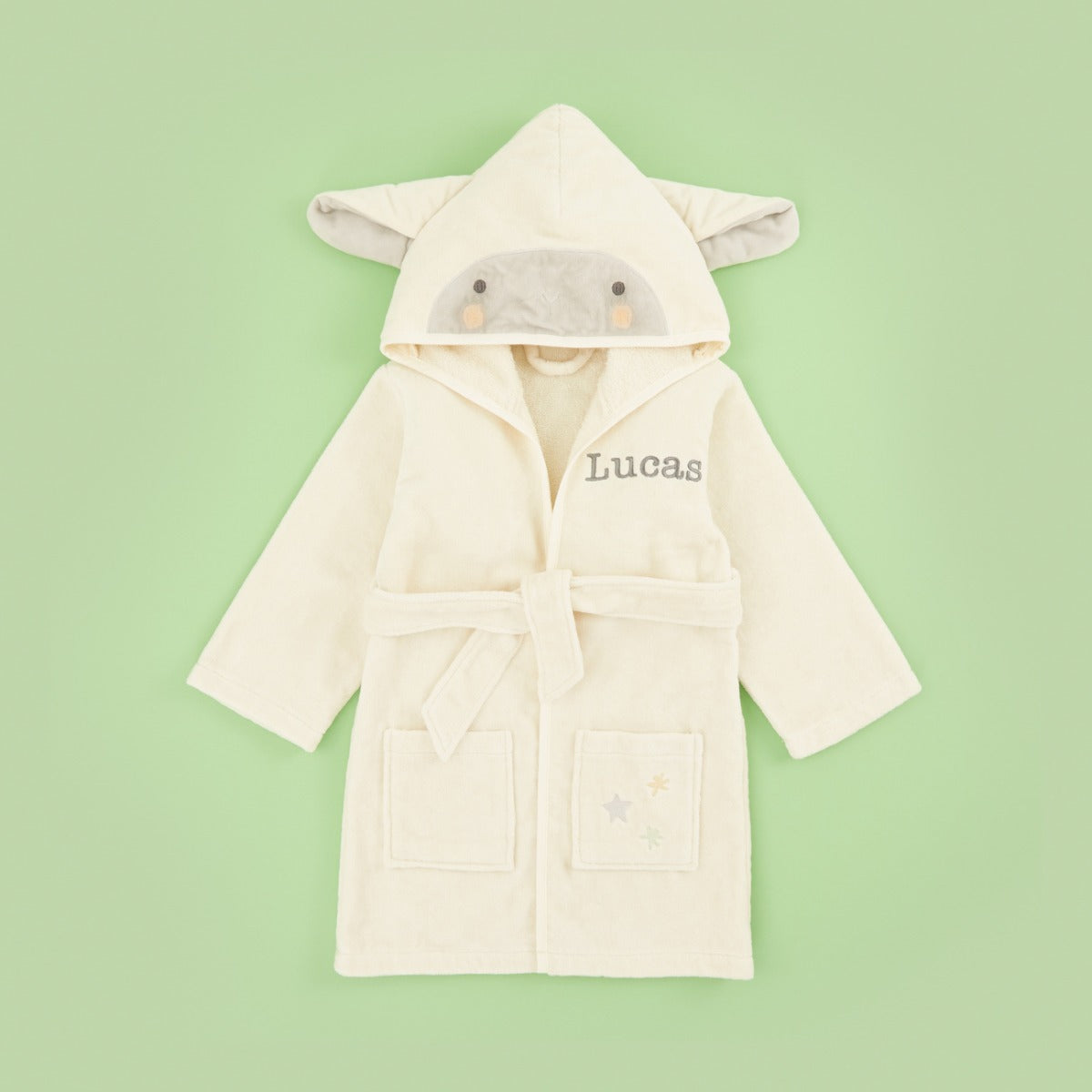 Personalised Ivory Little Lamb Towelling Dressing Gown