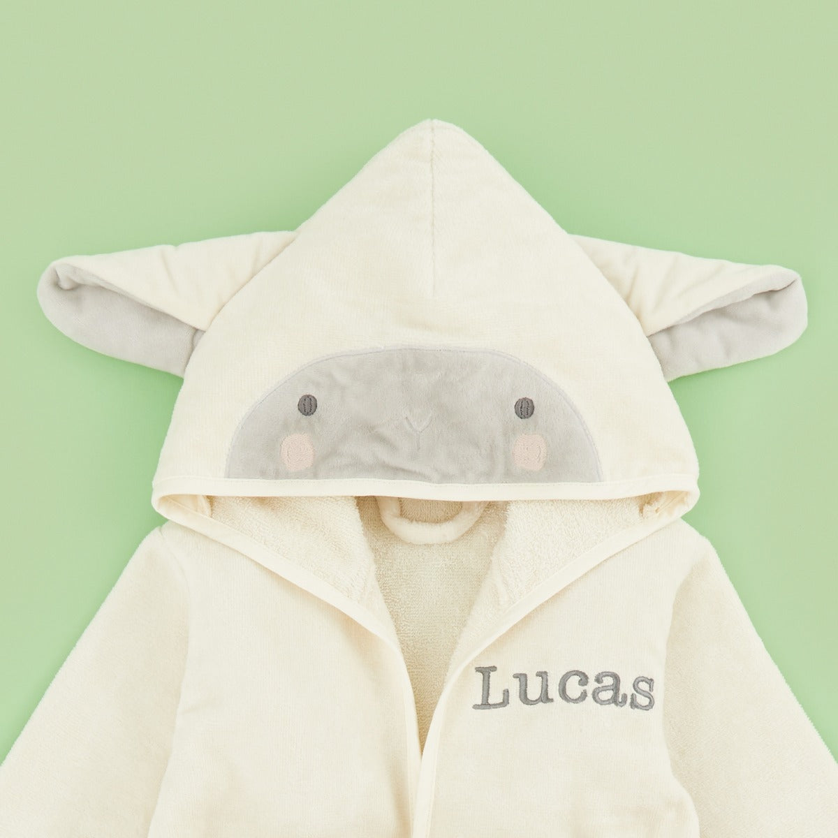 Personalised Ivory Little Lamb Towelling Dressing Gown