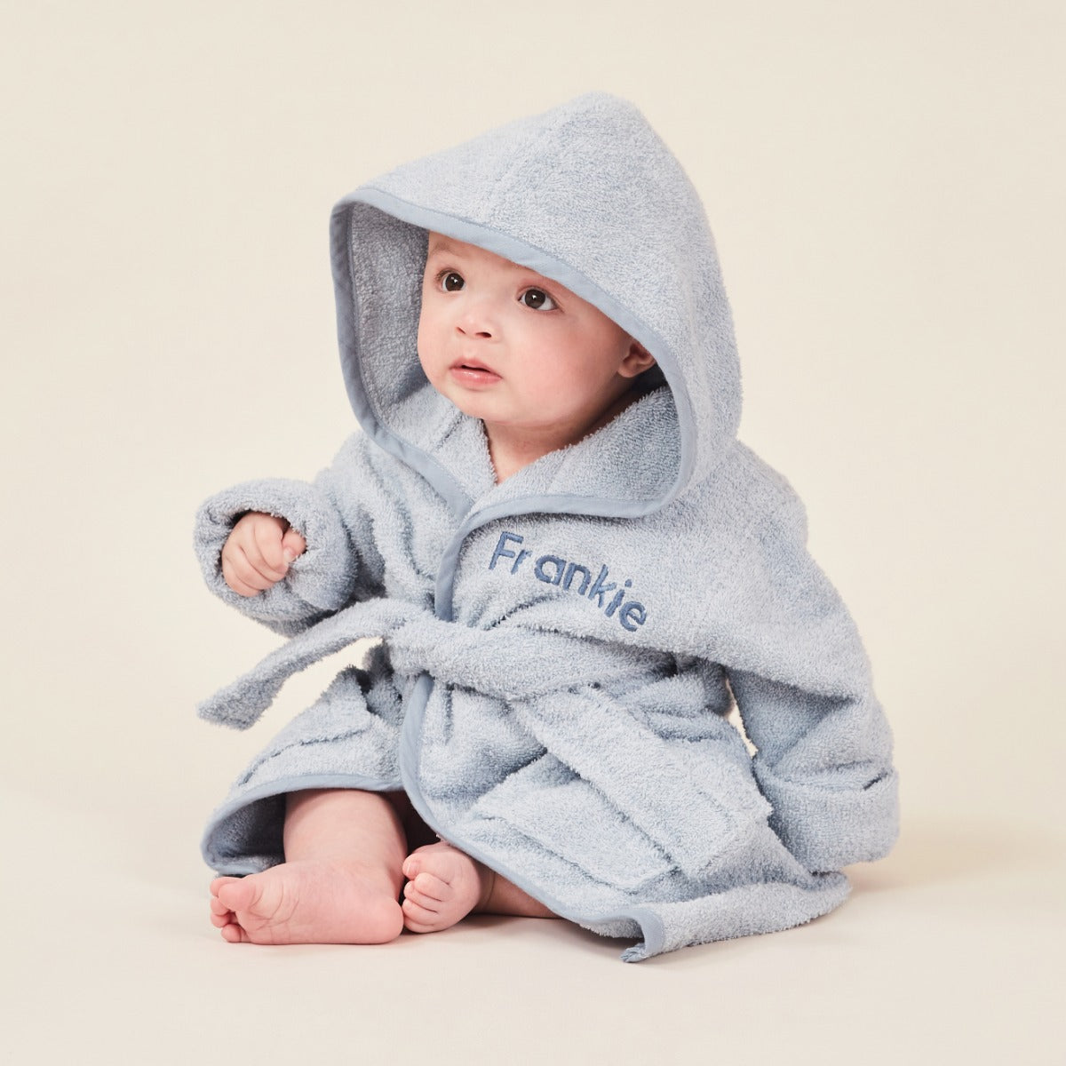 Personalised Blue Hooded Towelling Robe