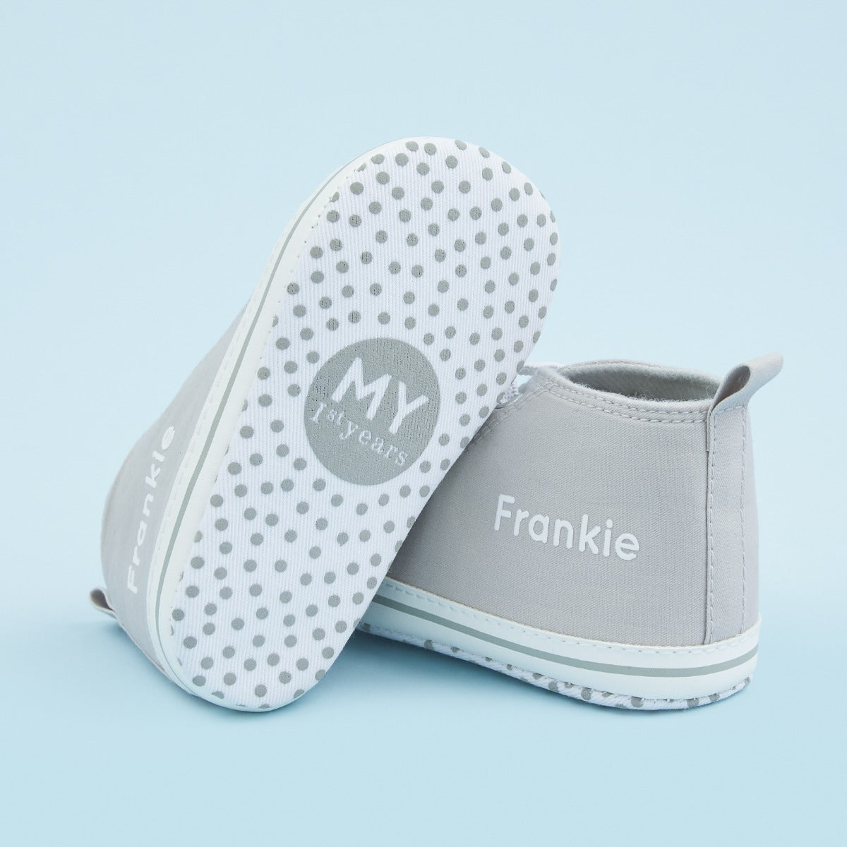 Personalised Grey Baby High Top Shoes