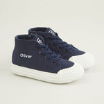 Personalised Navy Toddler High Top Trainers