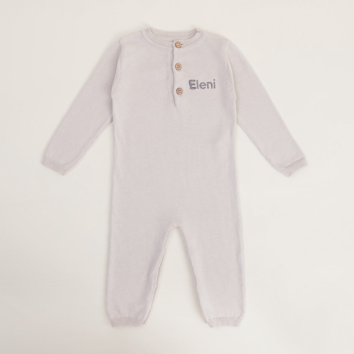 Personalised Organic Grey Knitted Baby Romper