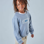 My Kids Personalised Blue Checkerboard Sweatshirt