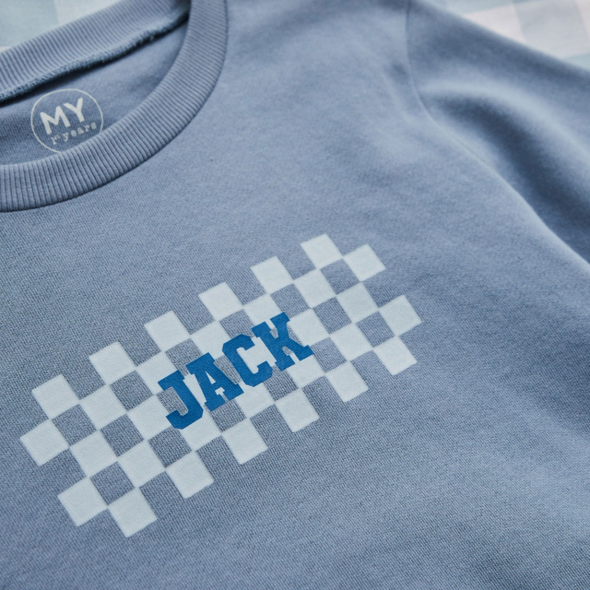 My Kids Personalised Blue Checkerboard Sweatshirt