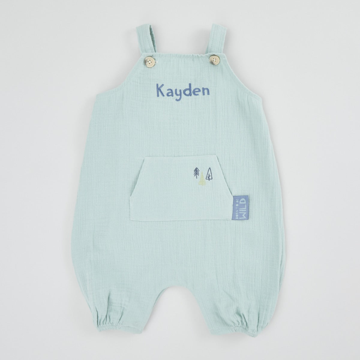 Personalised Blue Muslin Baby Romper
