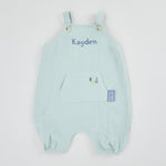 Personalised Blue Muslin Baby Romper
