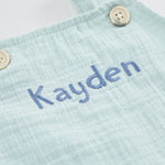 Personalised Blue Muslin Baby Romper